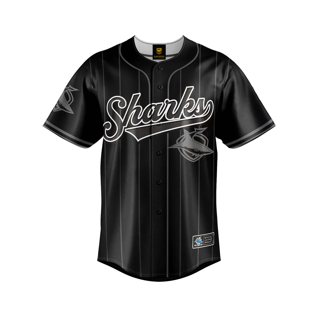 Cronulla Sharks 'Blackout' Baseball Shirt Adult
