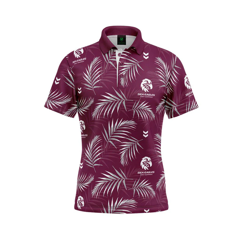 Manly Sea Eagles 'Palm Beach' Golf Shirt Adult