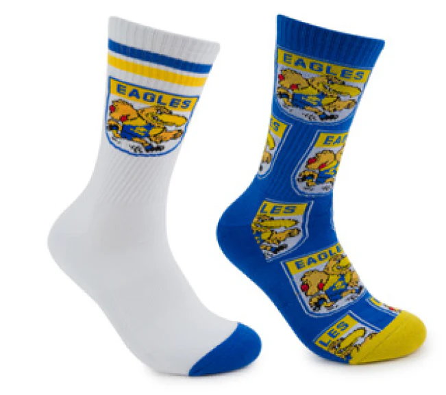 West Coast Eagles 2-Pack Retro Sneaker Socks